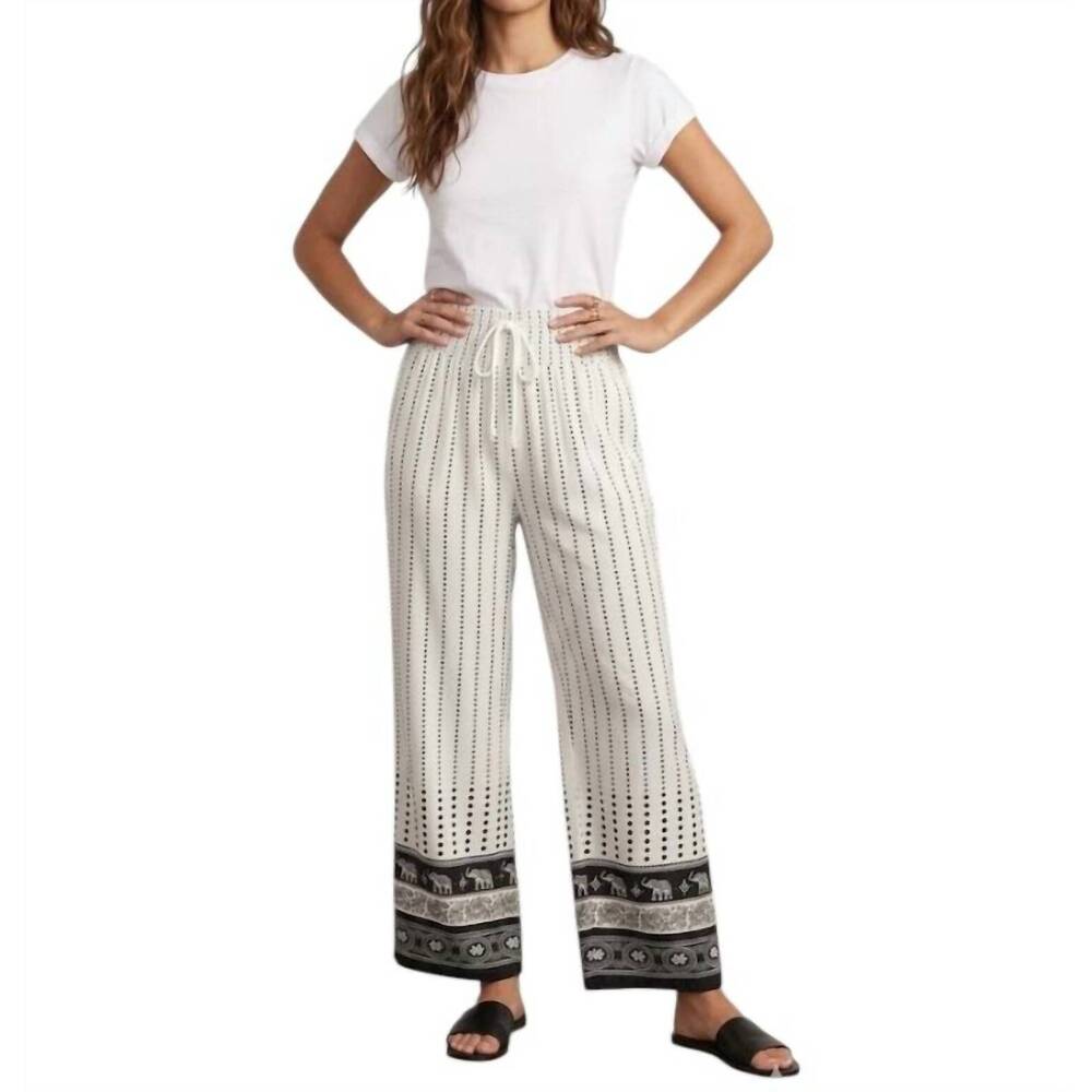 NEW STEP IN STYLE women's flowy elephant print pant in white
